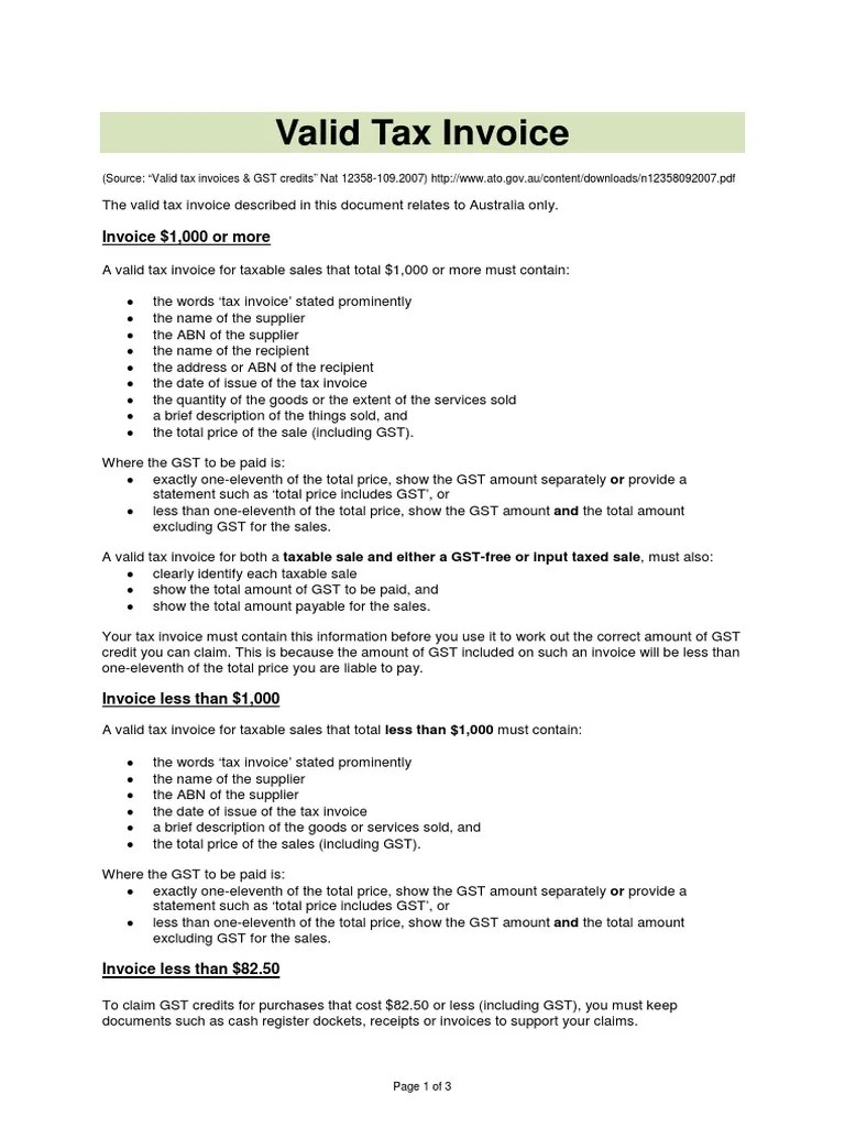 Valid Tax invoice PDF