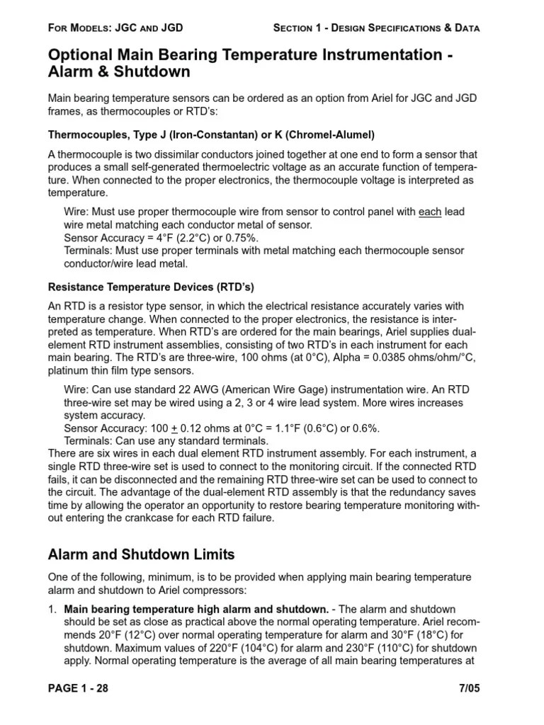 Main Bearing Temperature Procedur PDF Thermocouple Electrical