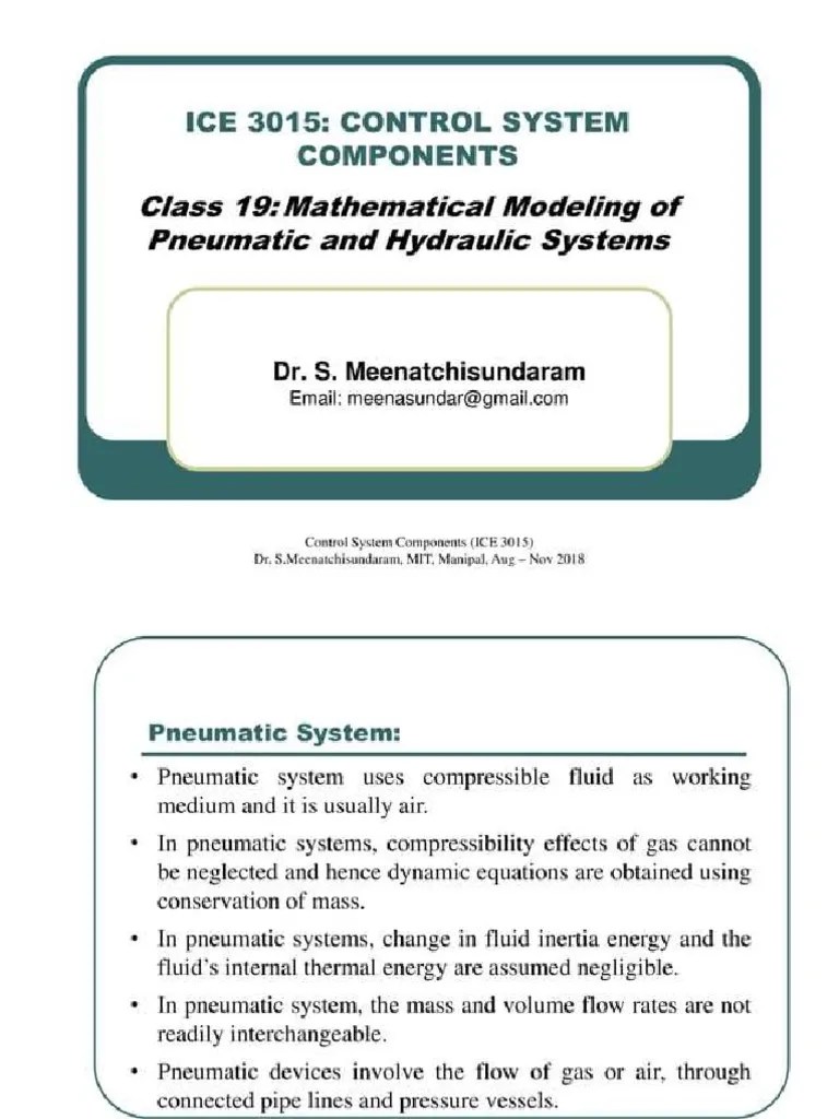 Pneumatic and Hydraulic Modeling Math PDF
