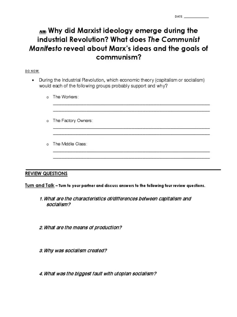 Marx and Engels Develop Communism Worksheet Download Free PDF Karl Marx Socialism