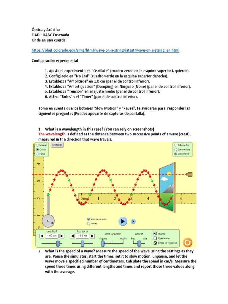 Virtual Lab Waves On A String - EstrellaHernandez | PDF | Wavelength