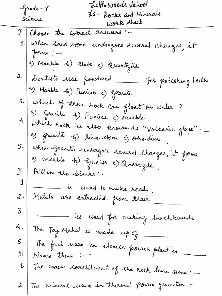 Grade 5 science worksheet lesson 10 PDF