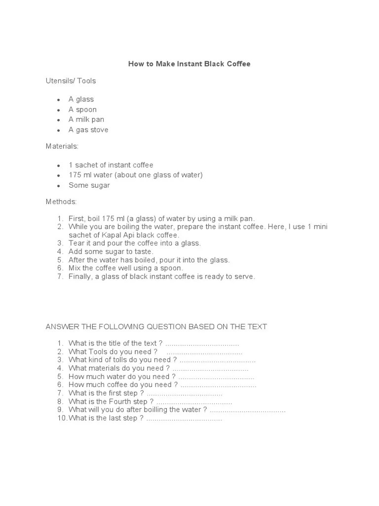 How to Make Instant Black Coffee PDF