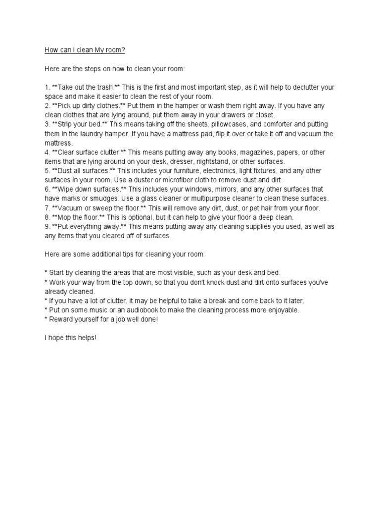 How Can I Clean My Room PDF