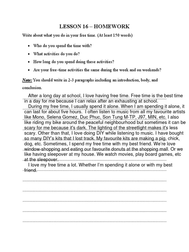 LESSON 16 - Homework | PDF