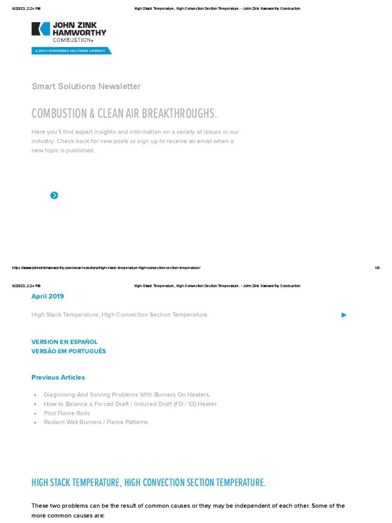 High Stack Temperature, High Convection Section Temperature. John