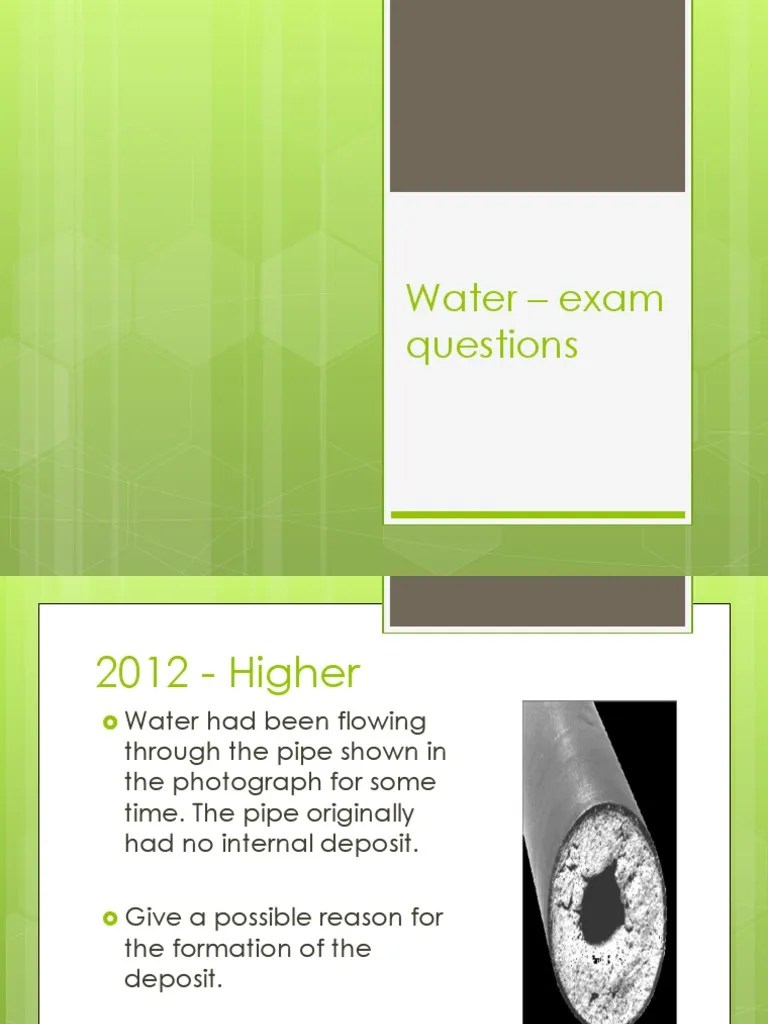 Water Exam Questions PDF Water Chemical Substances