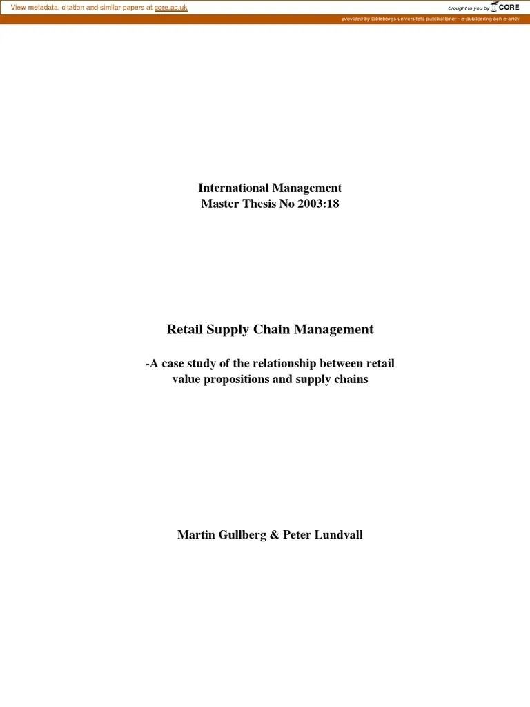 Retail Supply Chain Management PDF Supply Chain Management Supply