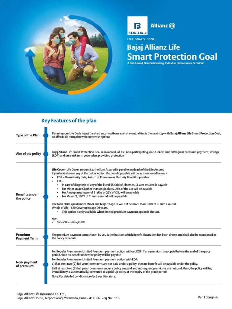 Smart Protection Goal Bajaj Allianz Life PDF Insurance Life