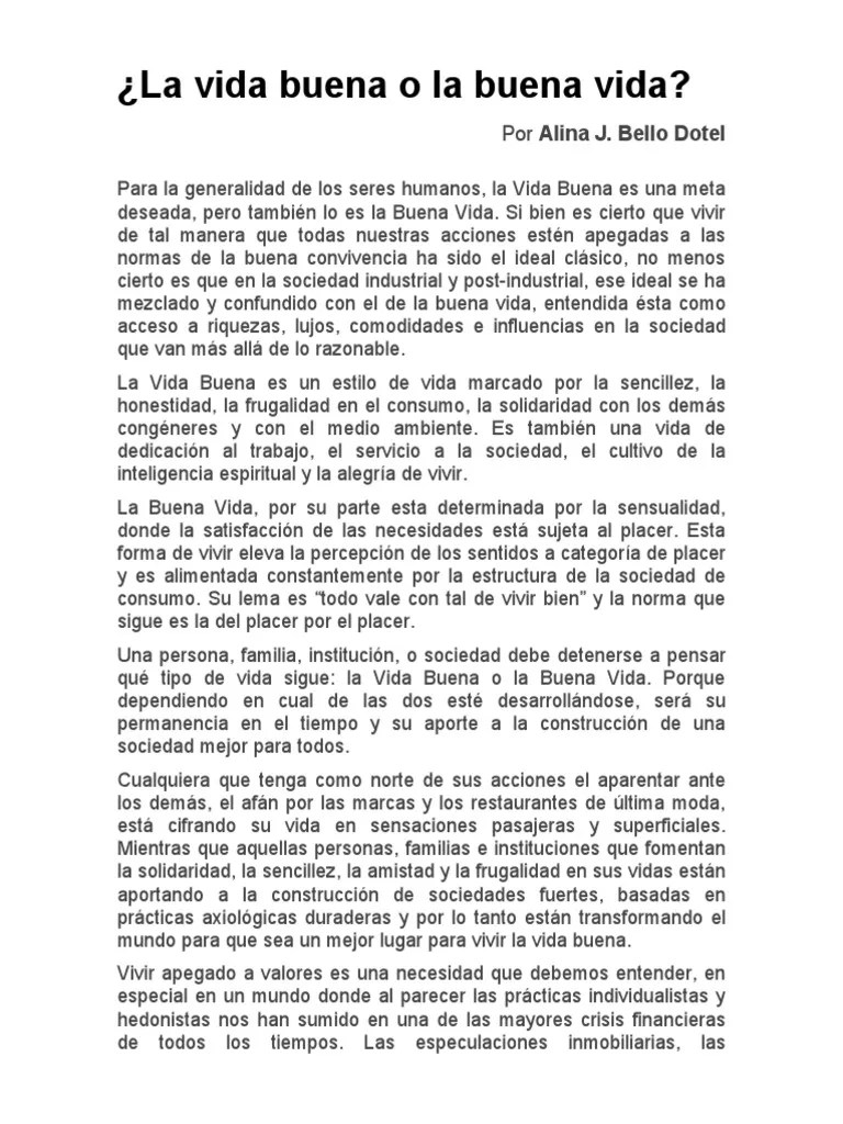 La Vida Buena o La Buena Vida Act 3 PDF Sociedad Placer