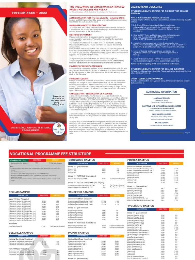 Tuition Fees 2022 PDF Vocational Education Fee