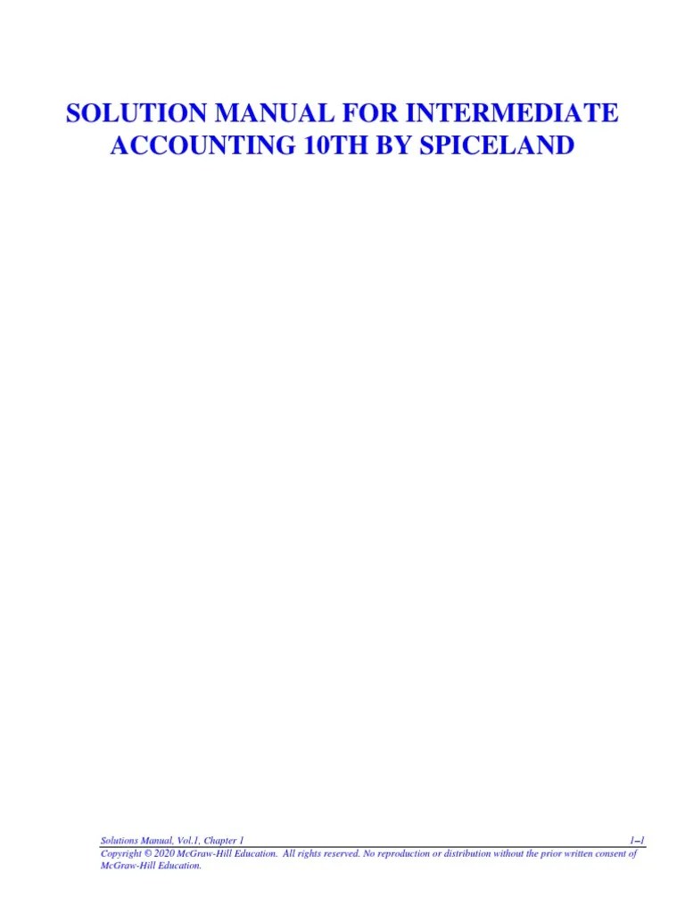 Solution Manual For Intermediate Accounting 10th by Spiceland PDF