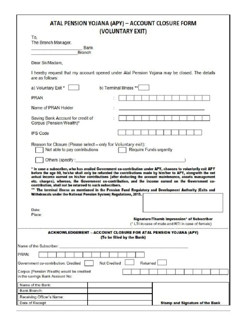 Apy Account Closure form PDF