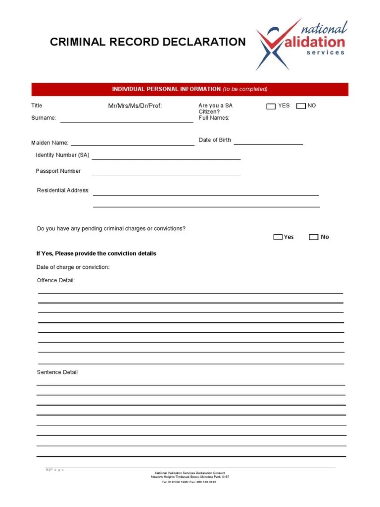 CriminalRecordDeclaration PDF Criminal Record Justice