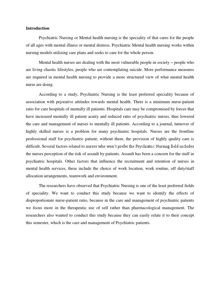 Research Paper Psychiatric And Mental Health Nursing Nursing