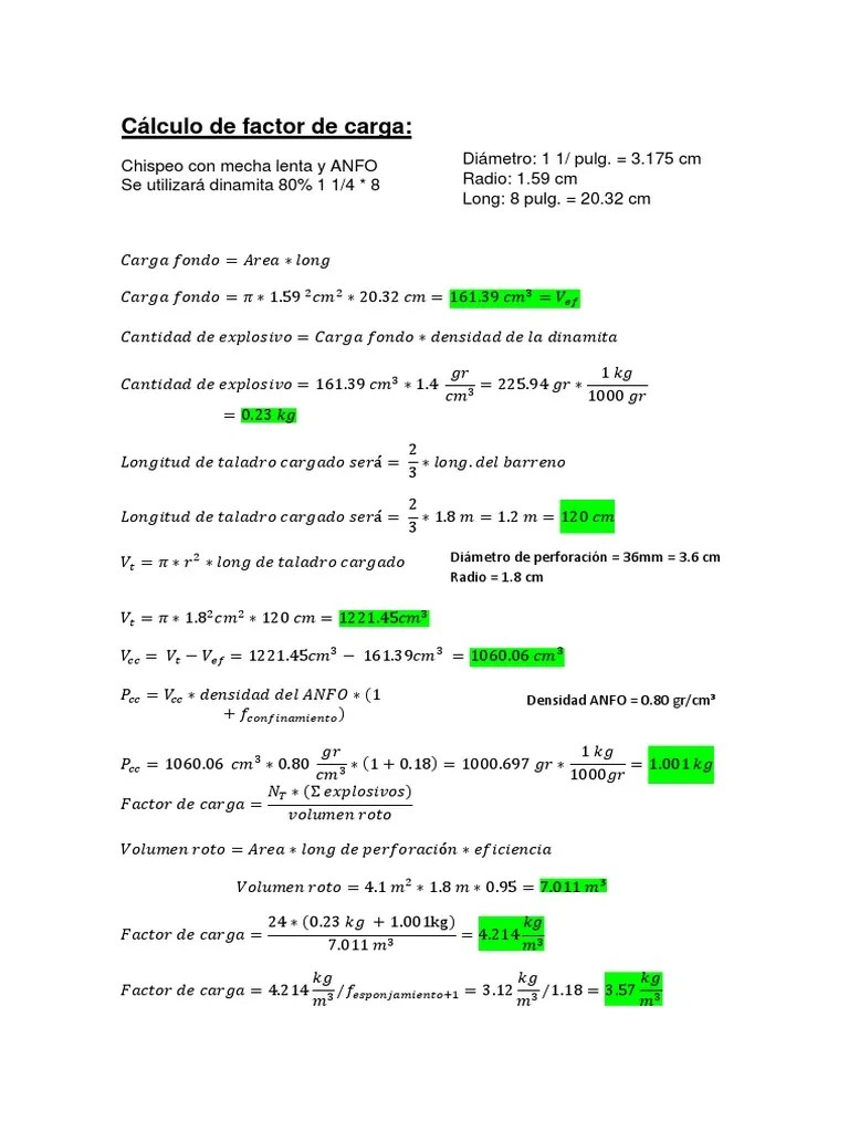 Cálculo de factor de carga MIN 3741 PDF