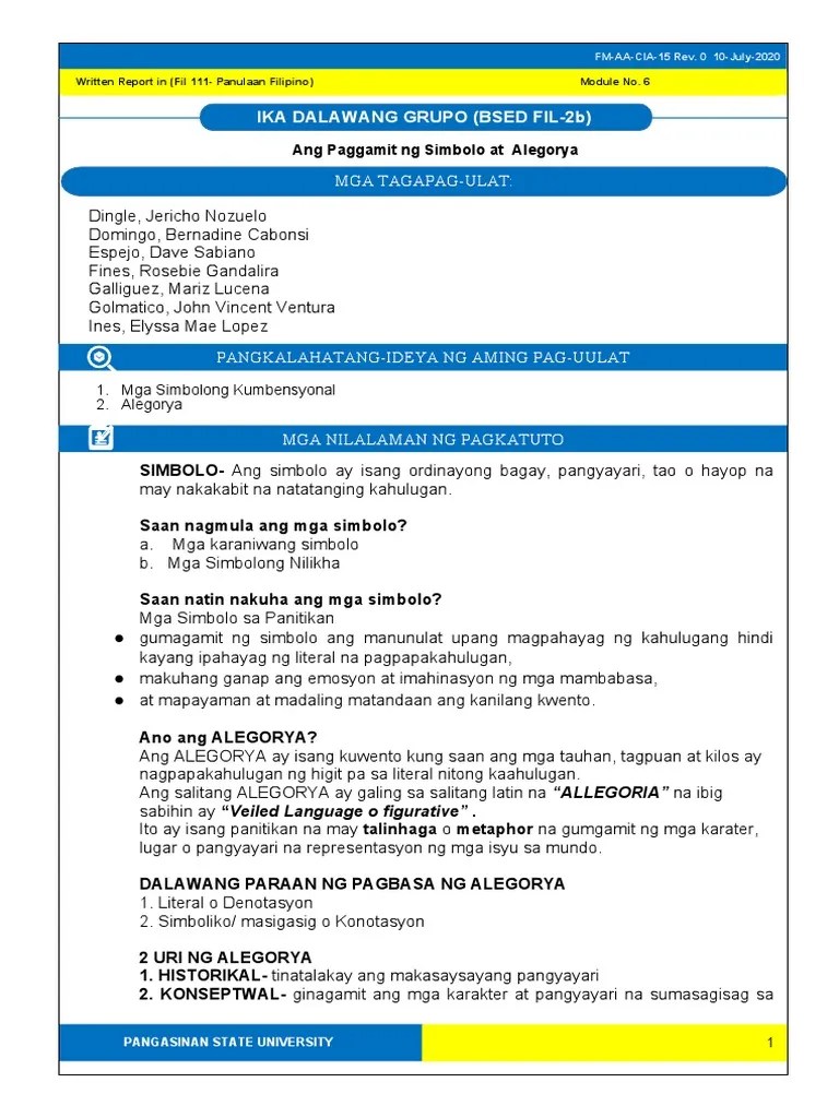 WRITTEN REPORT TAGALOG TEMPLATE PDF