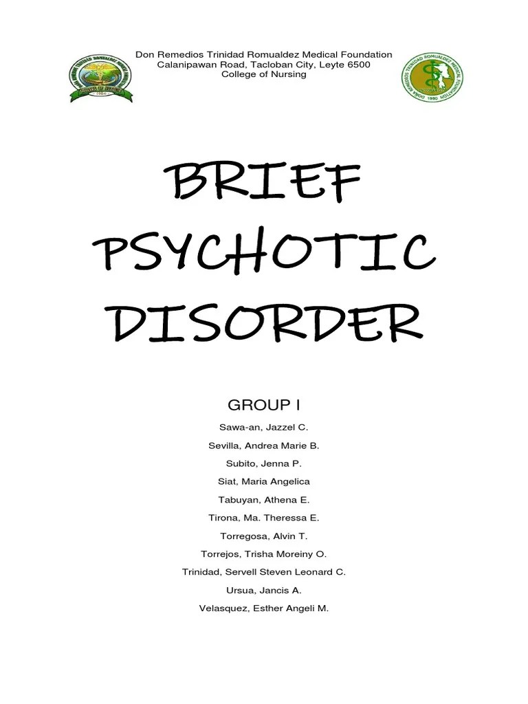 Brief Psychotic Disorder Case Pres PDF Psychosis Schizophrenia