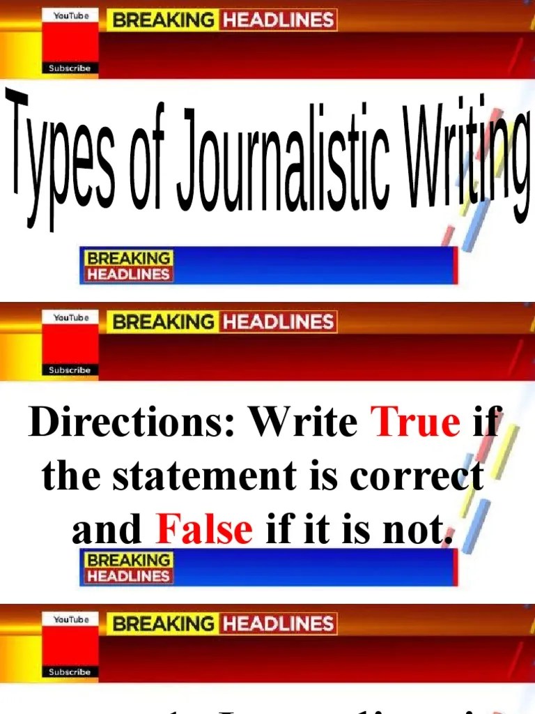 Types of Journalistic Writing PDF News Journalism