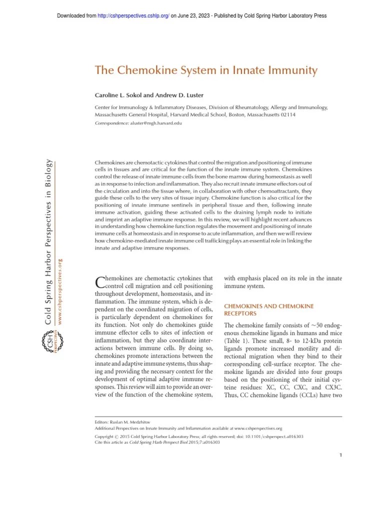 Cold Spring Harb Perspect Biol2015SokolA016303 PDF Chemokine