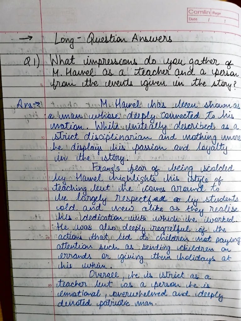 The Last Lesson Long Answers + Extracts PDF