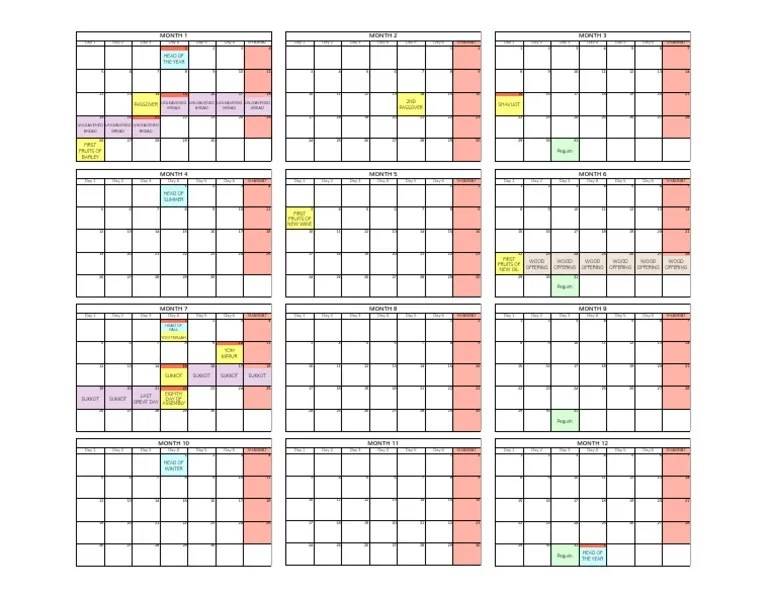Zadok Calendar Overview 20252026 PDF Passover Hebrew Names Of