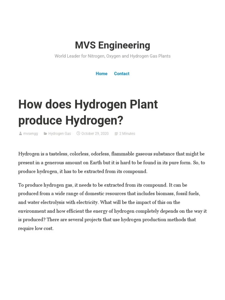 How Does Hydrogen Plant Produce Hydrogen 1618313697 PDF Hydrogen