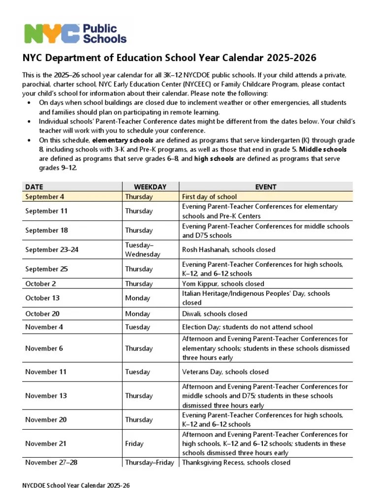 School Year 202526 Calendar PDF Educational Institutions Schools