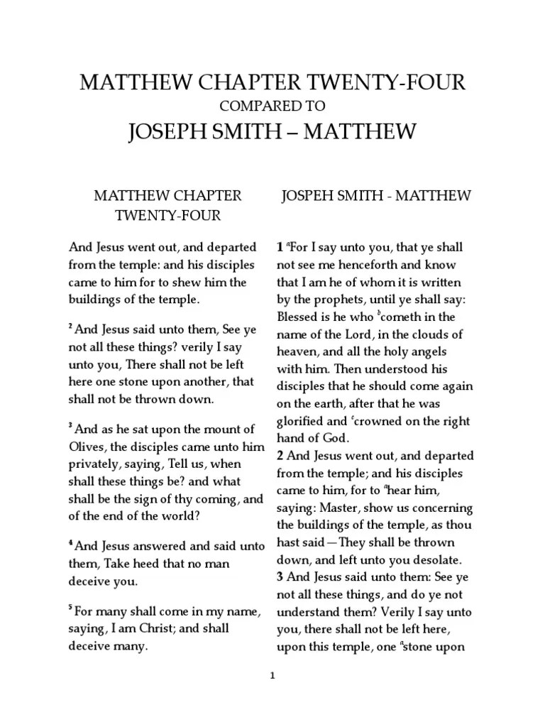 Matthew Chapter 24 PDF Jesus Gospel Of Matthew