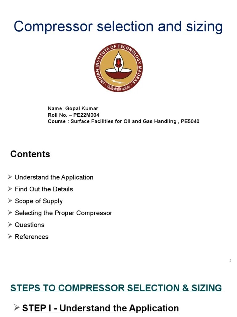 Compressor Selection & Sizing PDF Piston Vehicle Parts
