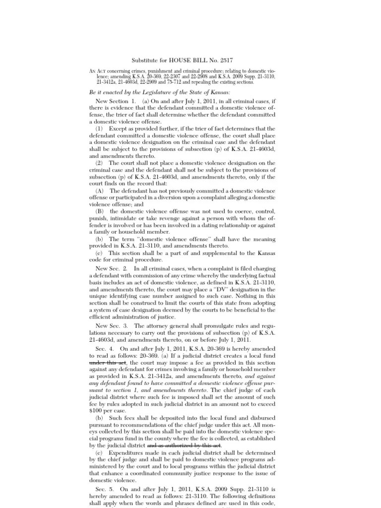 Kansas Domestic Violence Tag Final KS HB 2517 Effective July 2011
