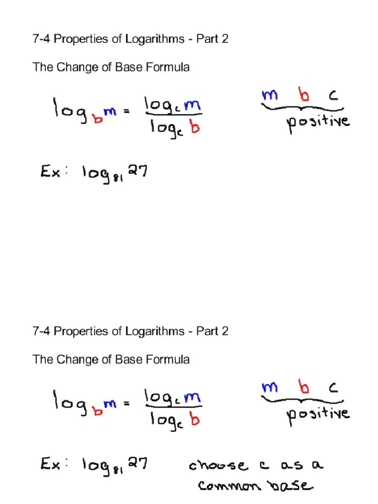 74 Properties of Logarithms Part 2 PDF