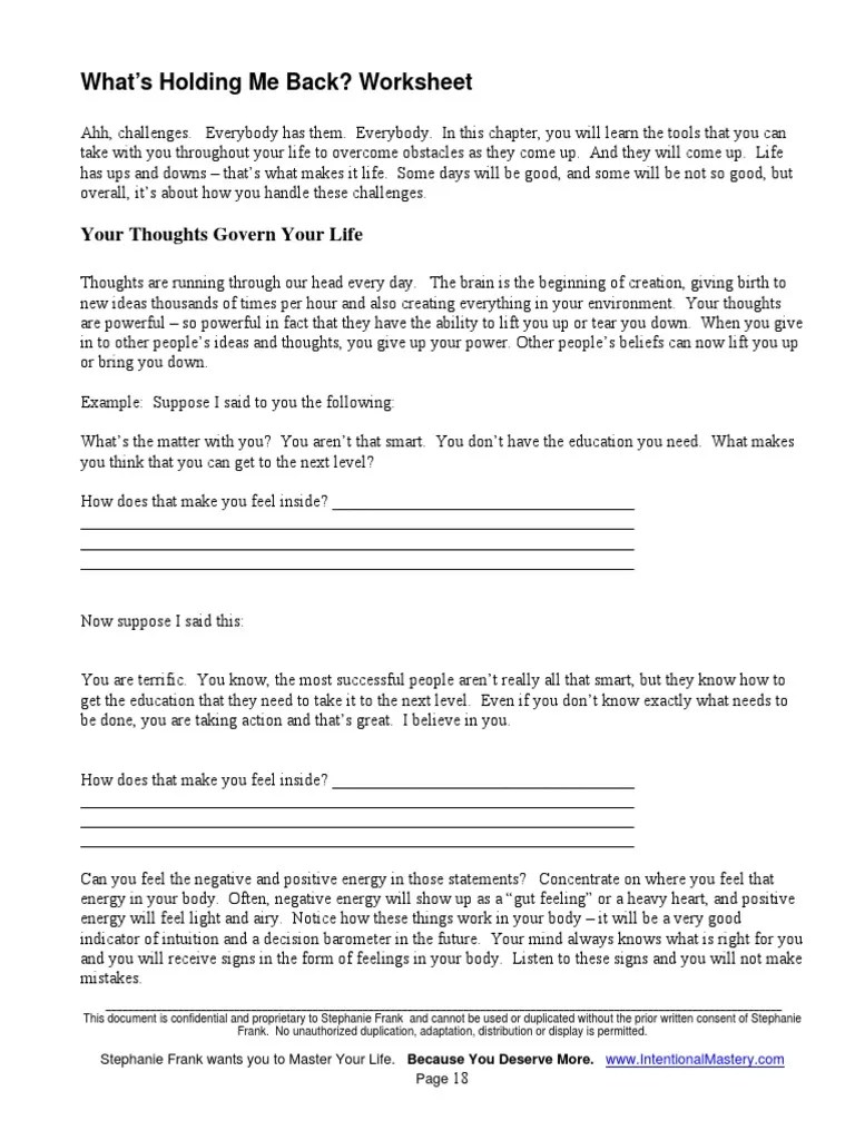 Fear of Failure Worksheet 3 PDF Thought Mind