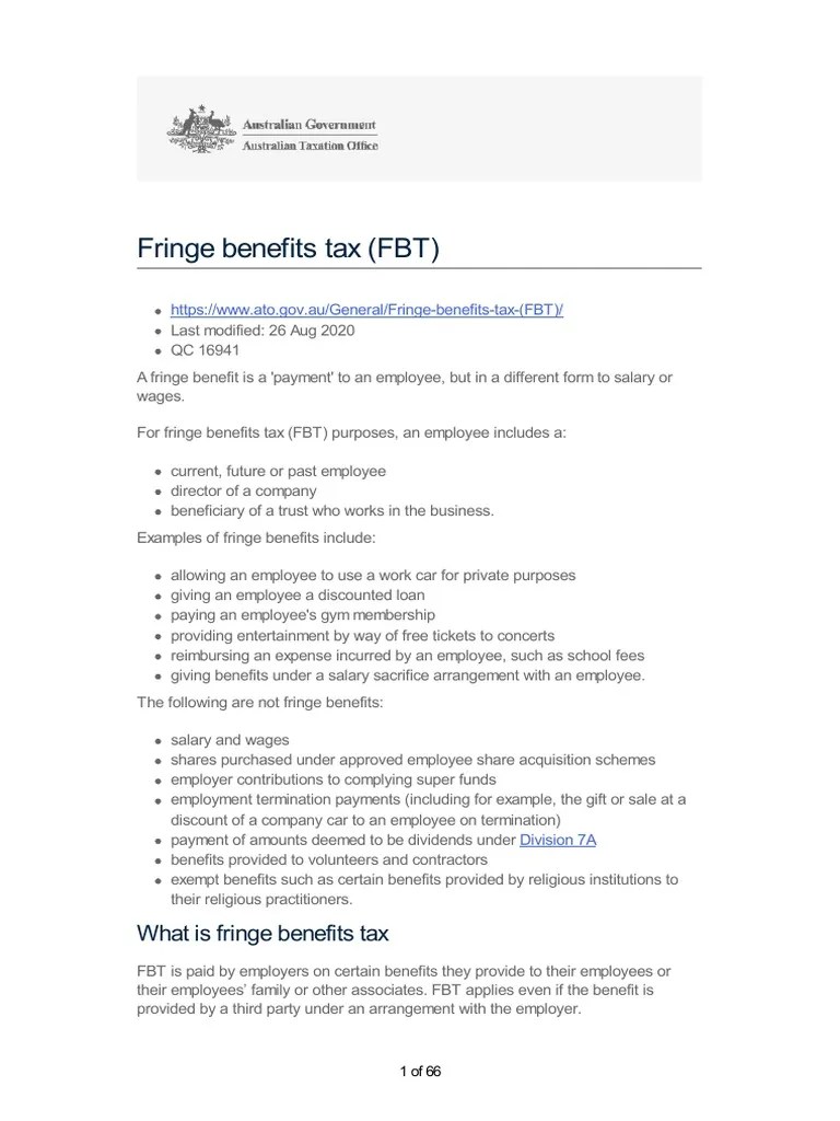 Fringe Benefits Tax Exempt Motor Vehicles PDF Employee Benefits