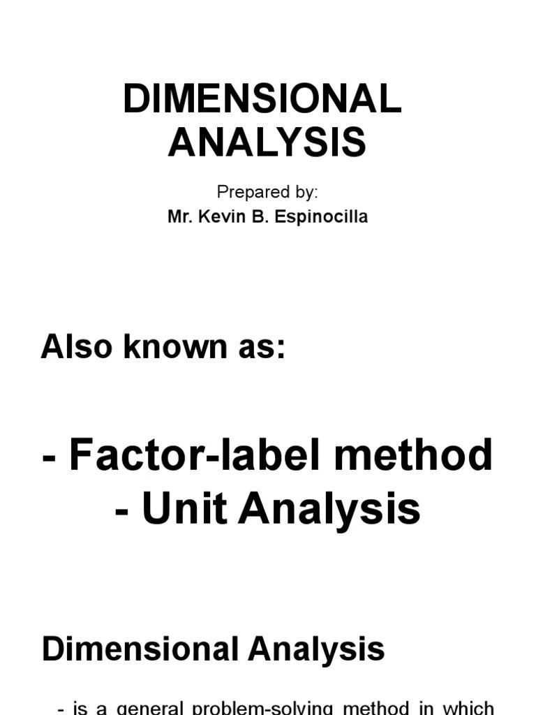 Dimensional Analysis PDF Kilogram Mathematics