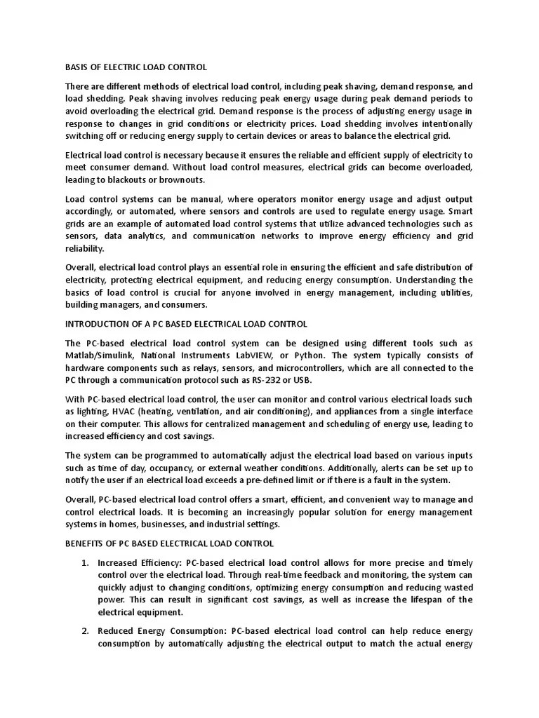 Basis of Electric Load Control | PDF | Electrical Grid | Efficient