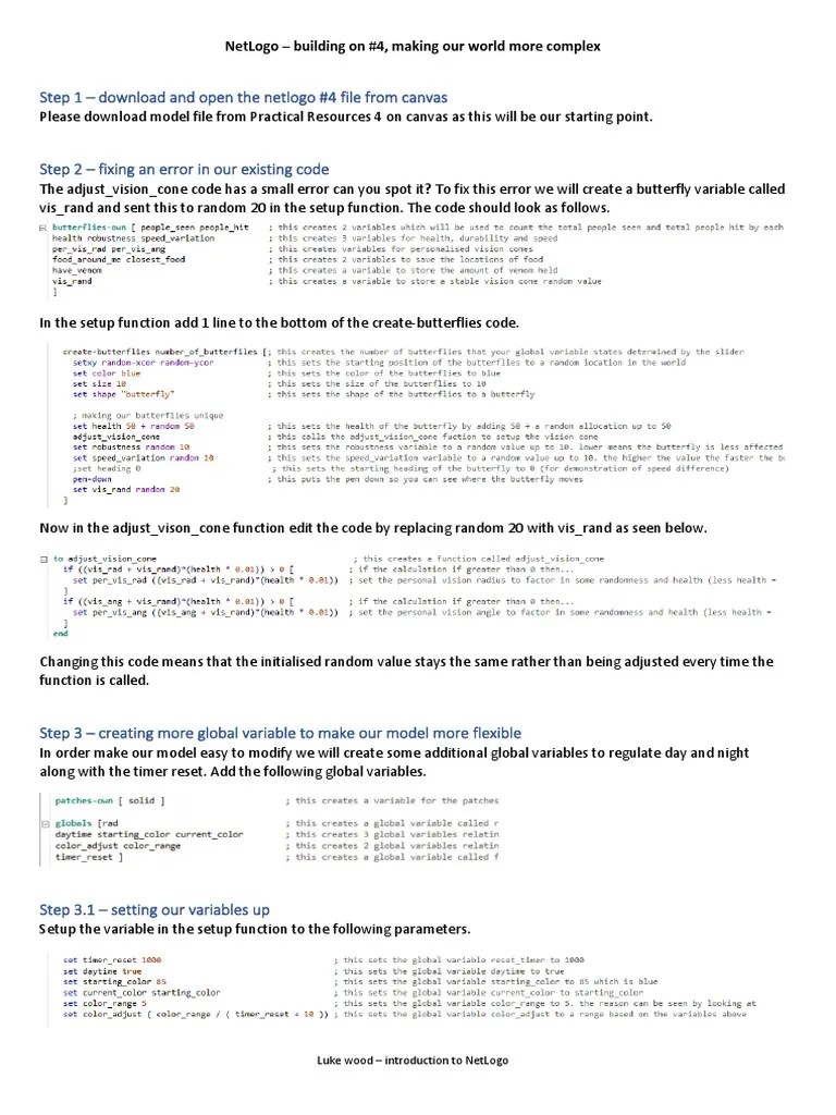 05 Tutorial For NetLogo PDF Computer Programming Systems