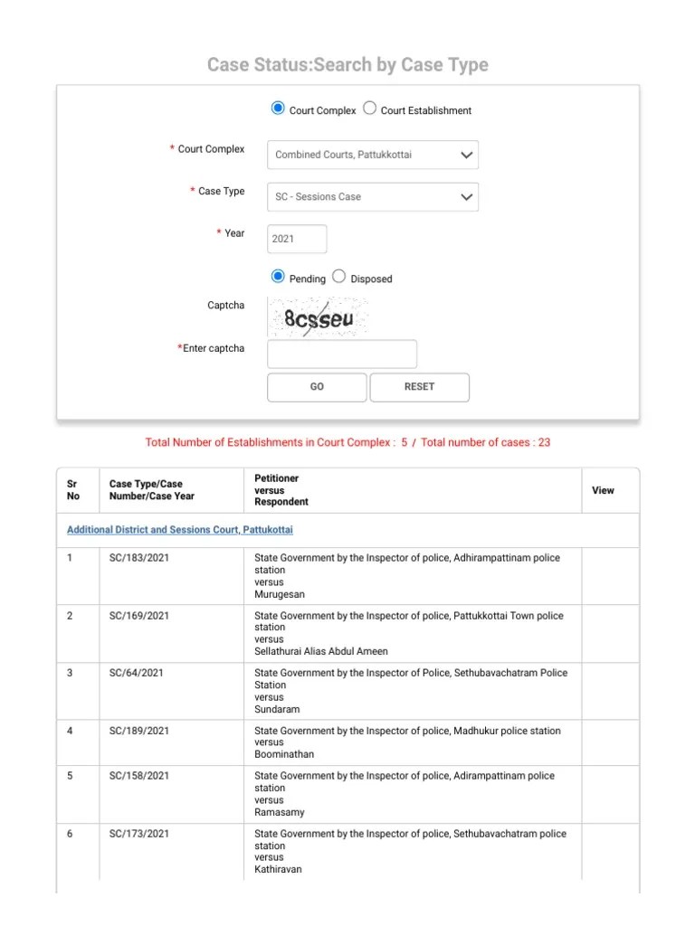 Case Status Search by Case Type PDF