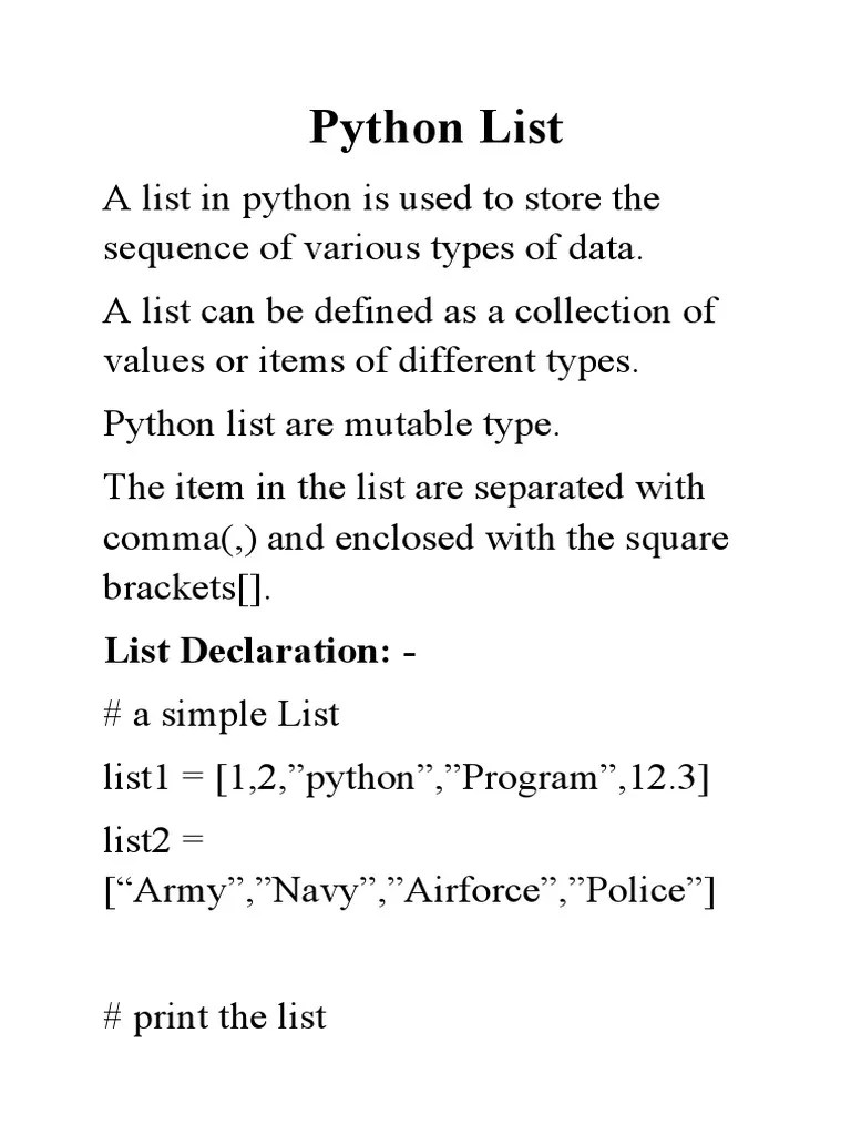 Python List PDF
