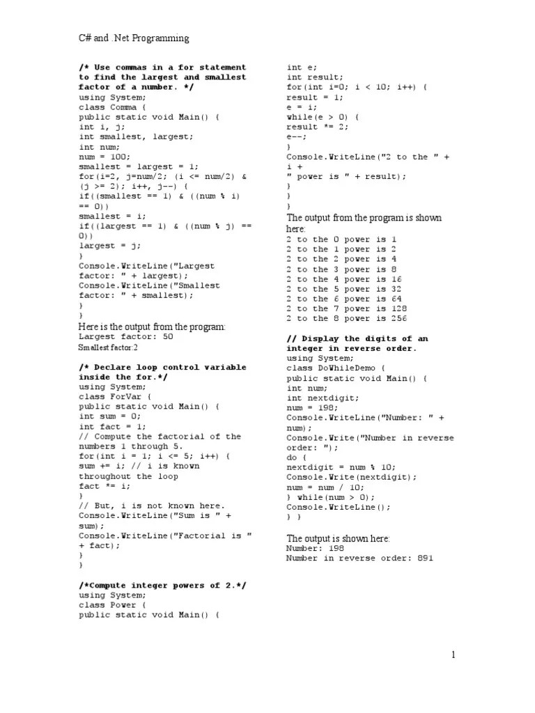 C basic Programs C Sharp (Programming Language) Parameter