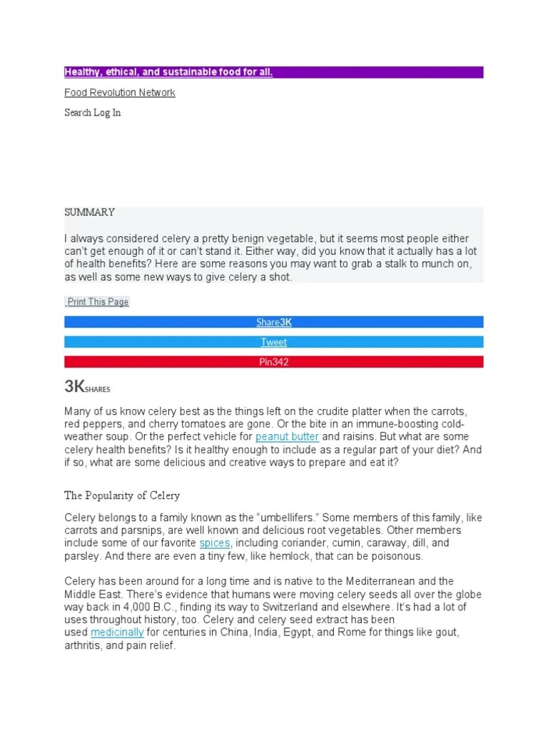 Celery Health Benefits PDF Celery Anti Inflammatory