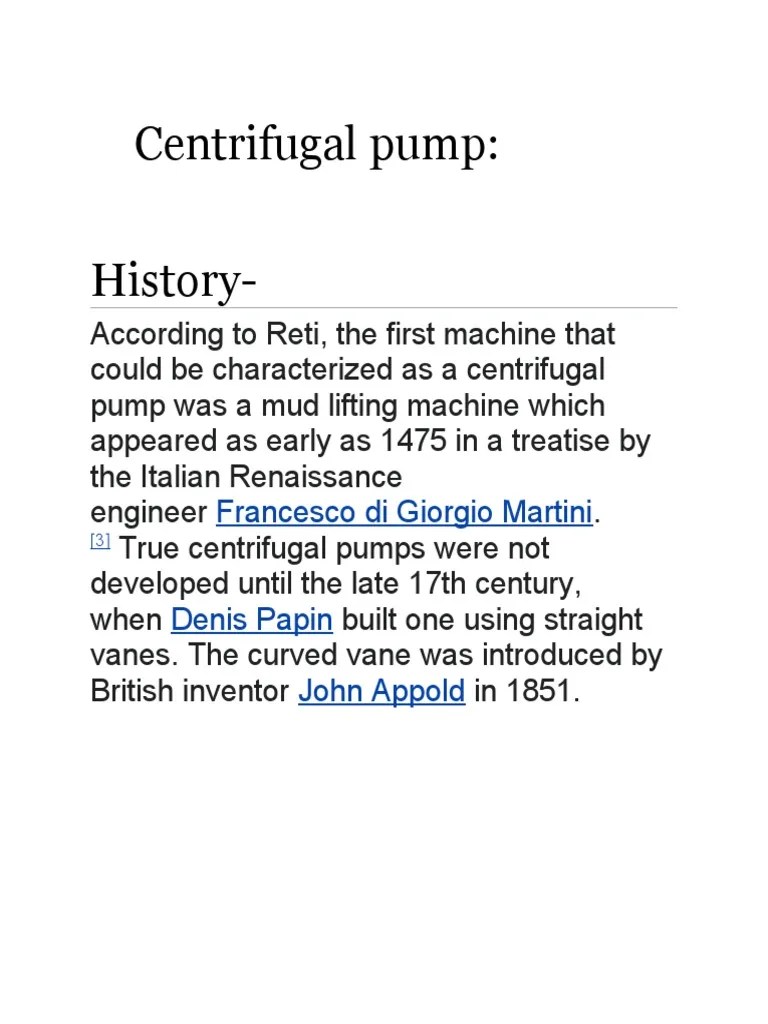 Centrifugal Pump Report PDF Pump Manufactured Goods