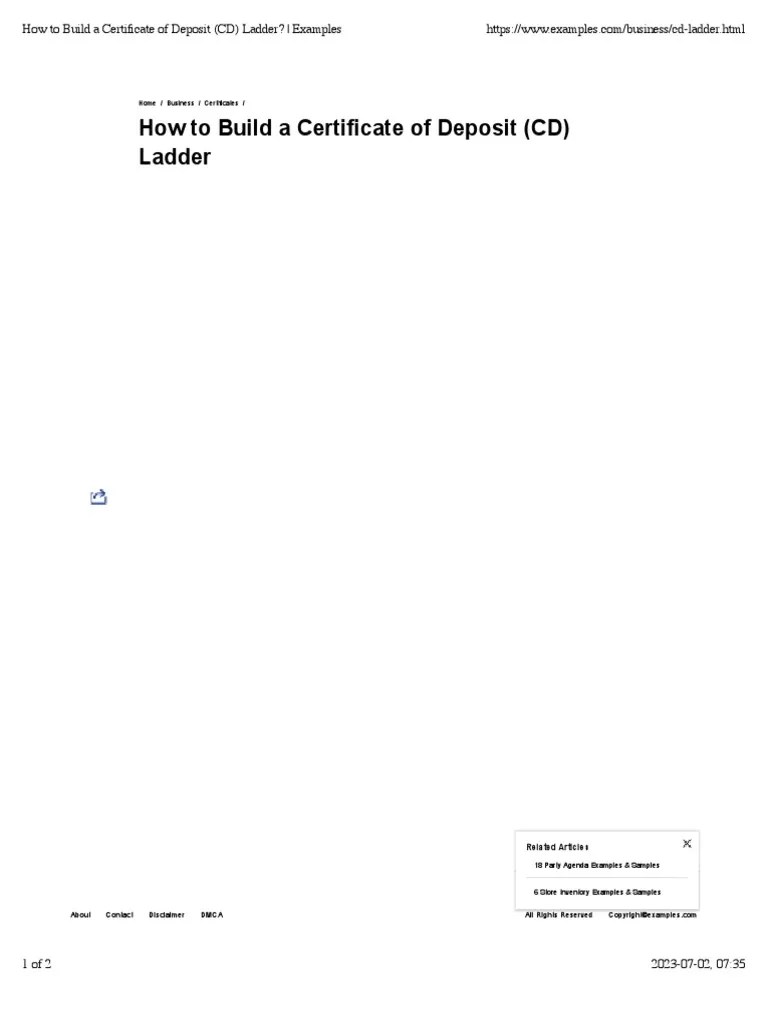 How To Build A Certificate of Deposit (CD) Ladder? Examples PDF