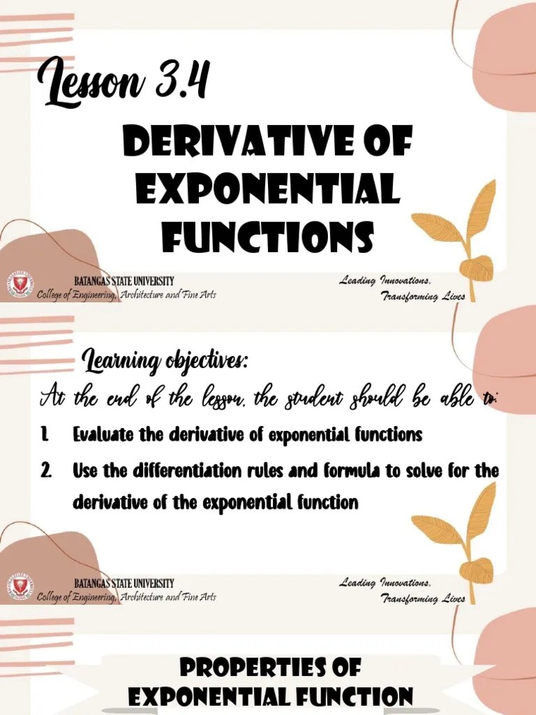 Lesson 3.4 Derivative of Exponential Functions 1 | PDF | Derivative