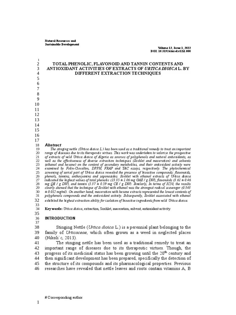 Articol URTICA Extract PDF Polyphenol Phenolic Content In Wine