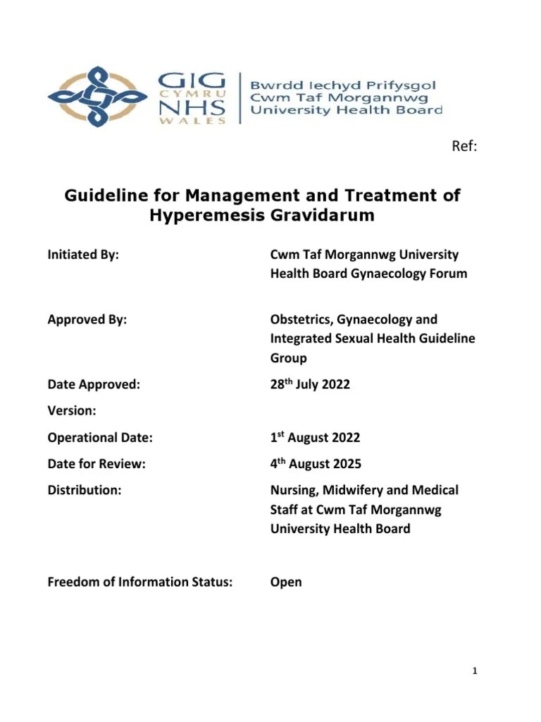 Hyperemesis_CTM Guideline August 2022 PDF Nausea Medical Specialties