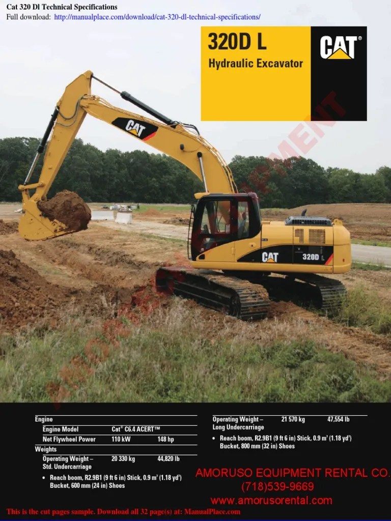 Cat 320 DL Technical Specifications PDF Vehicles Manufactured Goods