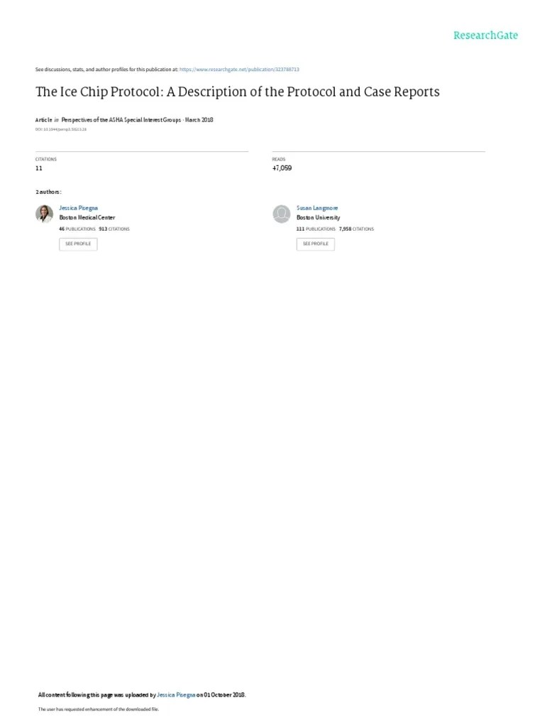 The Ice Chip Protocol A description of the protocol and case reports