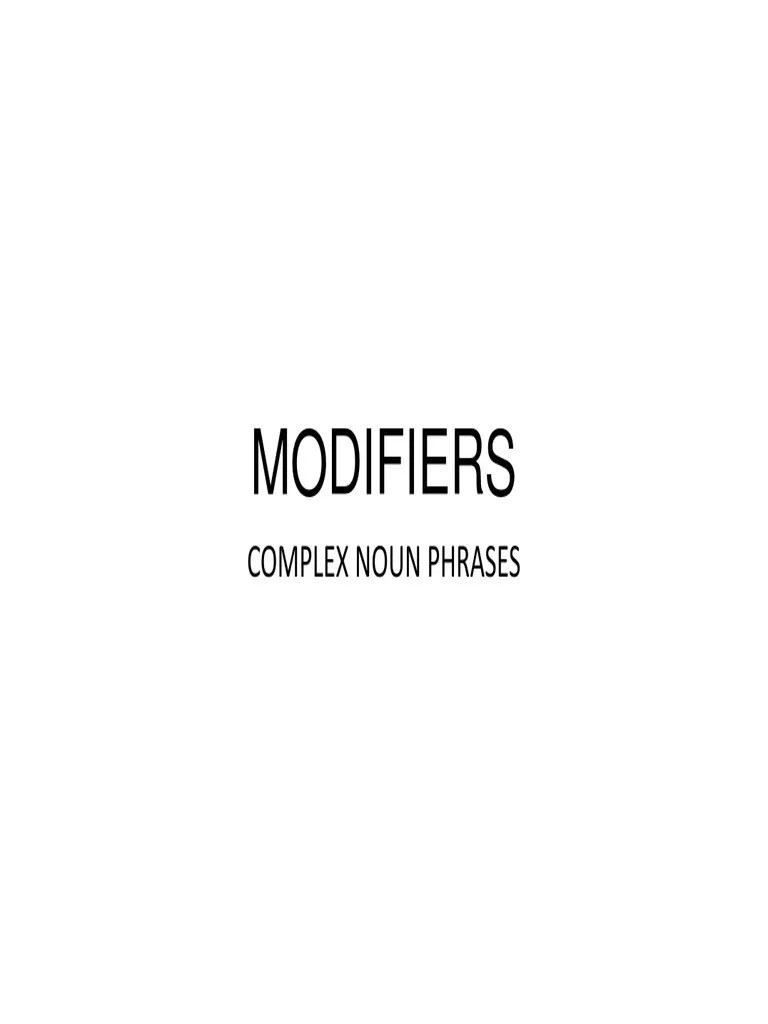 Modifiers PDF Adjective Noun