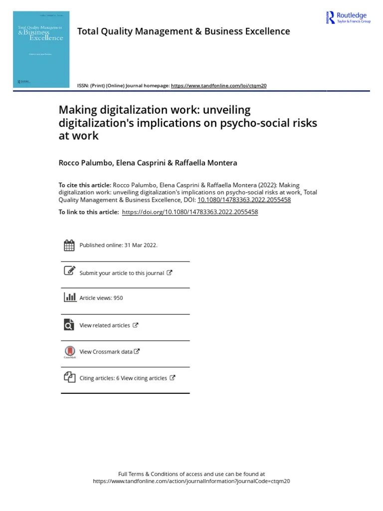 Digitalization's Impact on SME Wellbeing PDF Occupational Safety